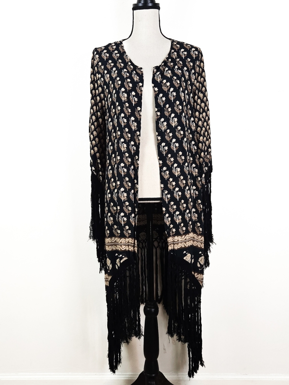 EUC Spell Bohemian Royale Fringed Kimono Robe Dress